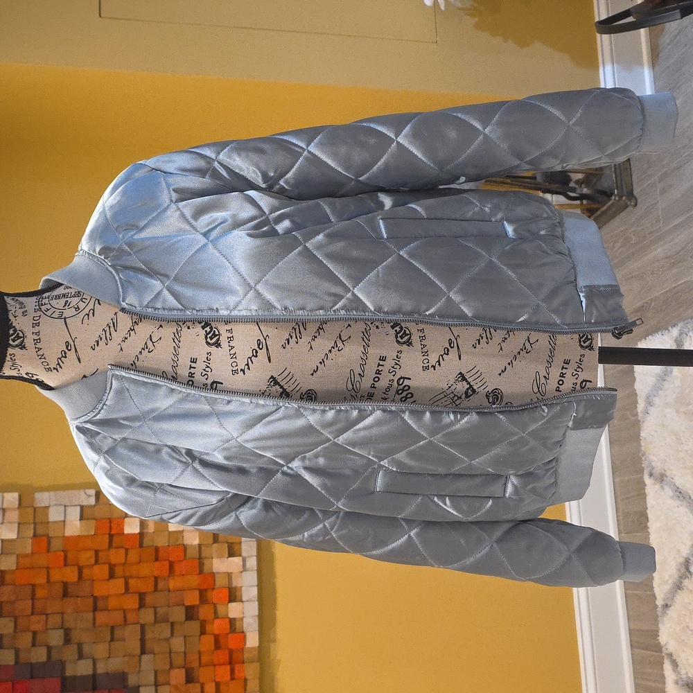 Forever 21 Metallic Gray Quilted Bomber Jacket